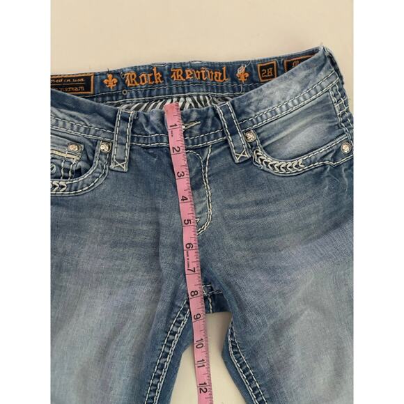 Rock Revival Women’s Jeans Size 28 Bootcut Blue Denim Embellished Pockets - Picture 8 of 9
